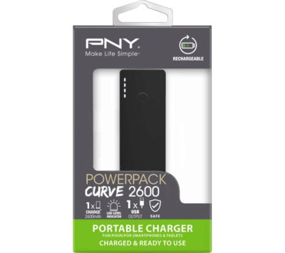 PNY Curve 2600 Portable Power Bank - Black PNY Curve 2600 Portable Power Bank - Black